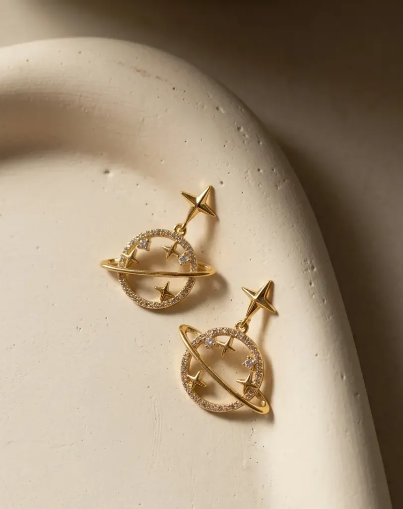 Aretes planeta brillante